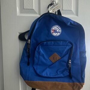76ers Blue and Brown Backpack